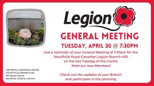 Legion General Meeting @ Royal Canadian Legion Stouffvillle Branch 459 | Whitchurch-Stouffville | Ontario | Canada