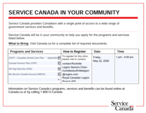 SERVICE CANADA IN YOUR COMMUNITY @ Stouffville Legion Branch 459 | Whitchurch-Stouffville | Ontario | Canada