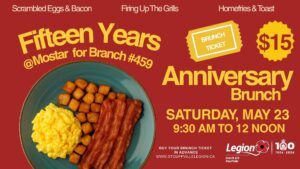 Legion Branch 15 Year Anniversary Brunch @ Stouffville Legion Branch 459 | Whitchurch-Stouffville | Ontario | Canada