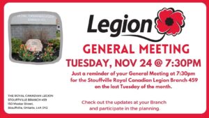 Legion General Meeting - Nov 2026 @ Stouffville Legion Branch 459 | Whitchurch-Stouffville | Ontario | Canada